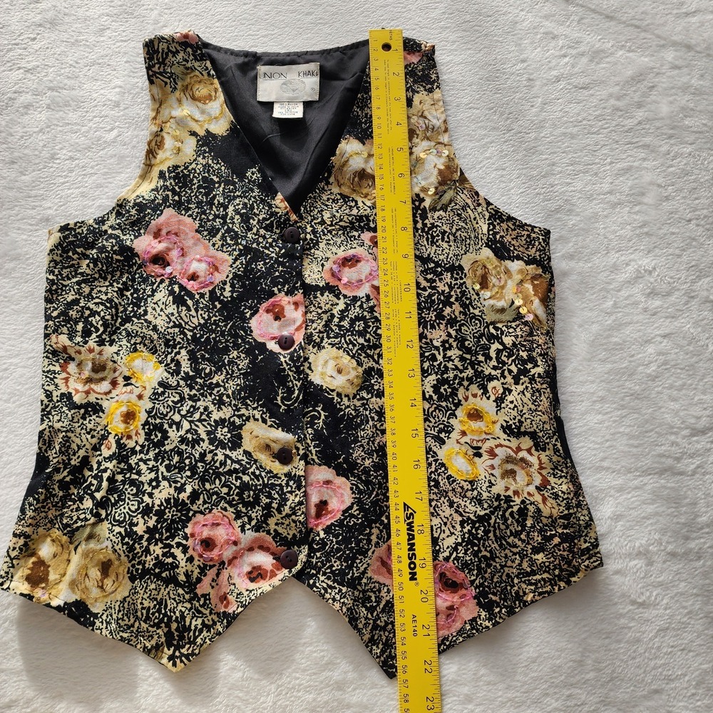 Vintage Floral Vest Womens Small Western Cottagecore Country Roses 90s Grannie - Picture 9 of 13